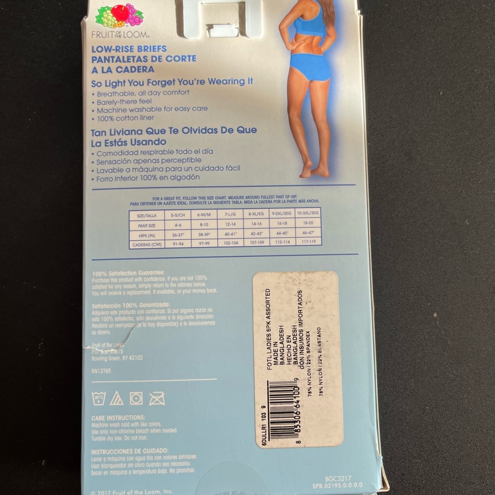 Fruit of the Loom Women's Low Rise Briefs - 9 2X 6 pack - Picture 3 of 4